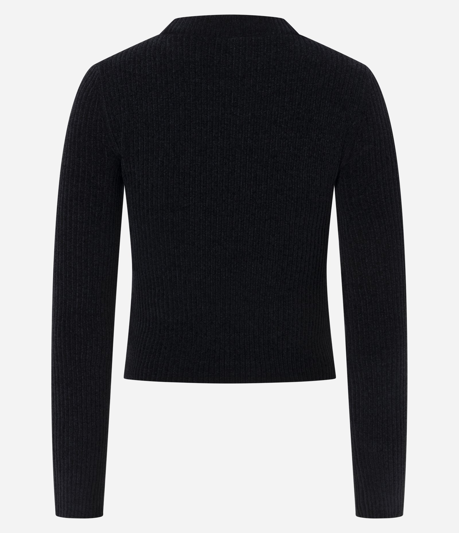 Blusa Manga Longa em Chenille com Gola Colada Preto 3