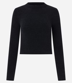 Blusa Manga Longa em Chenille com Gola Colada