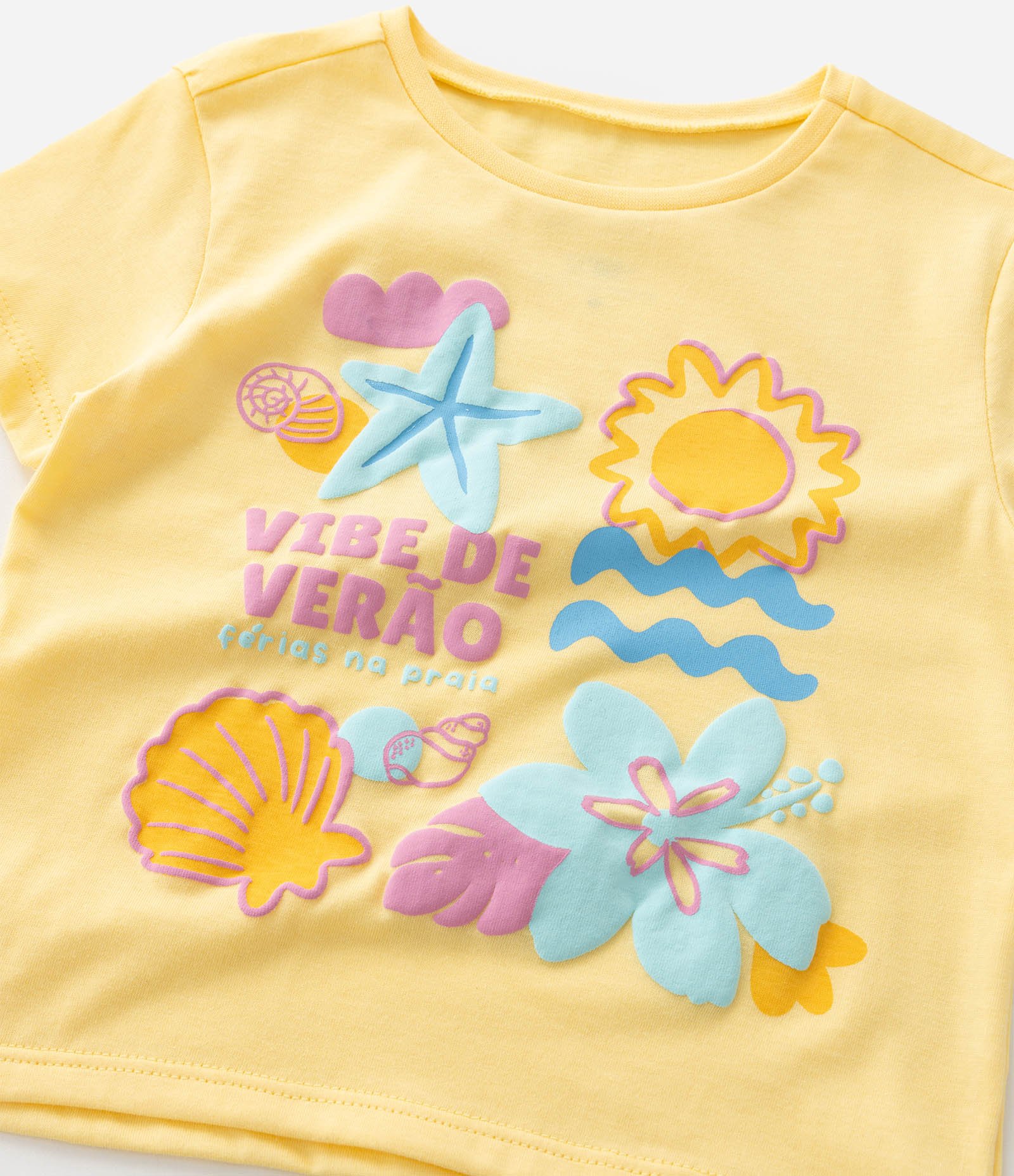 Camiseta Infantil com Estampa Ícones De Verão – Tam 1 a 5/6 Amarelo 4