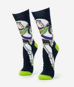 Meia Cano Longo com Estampa Buzz Lightyear