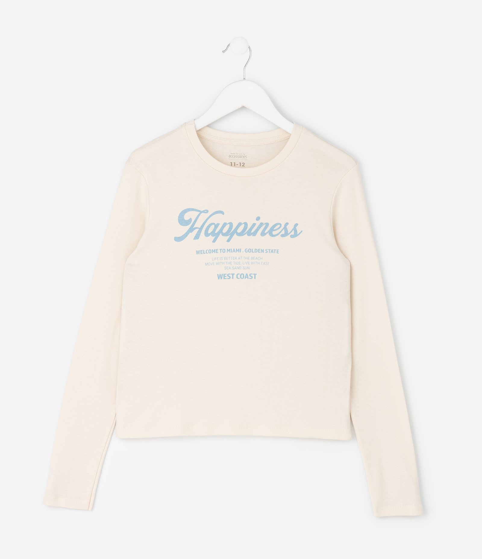 Pijama Infantil Longo em Meia Malha com Estampa Xadrez e Lettering – Tam 7 a 16 Anos Off White/Azul 3