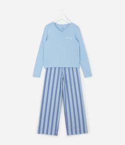 Pijama Infantil com Blusa e Calça Listrada – Tam 7 a 16 Anos