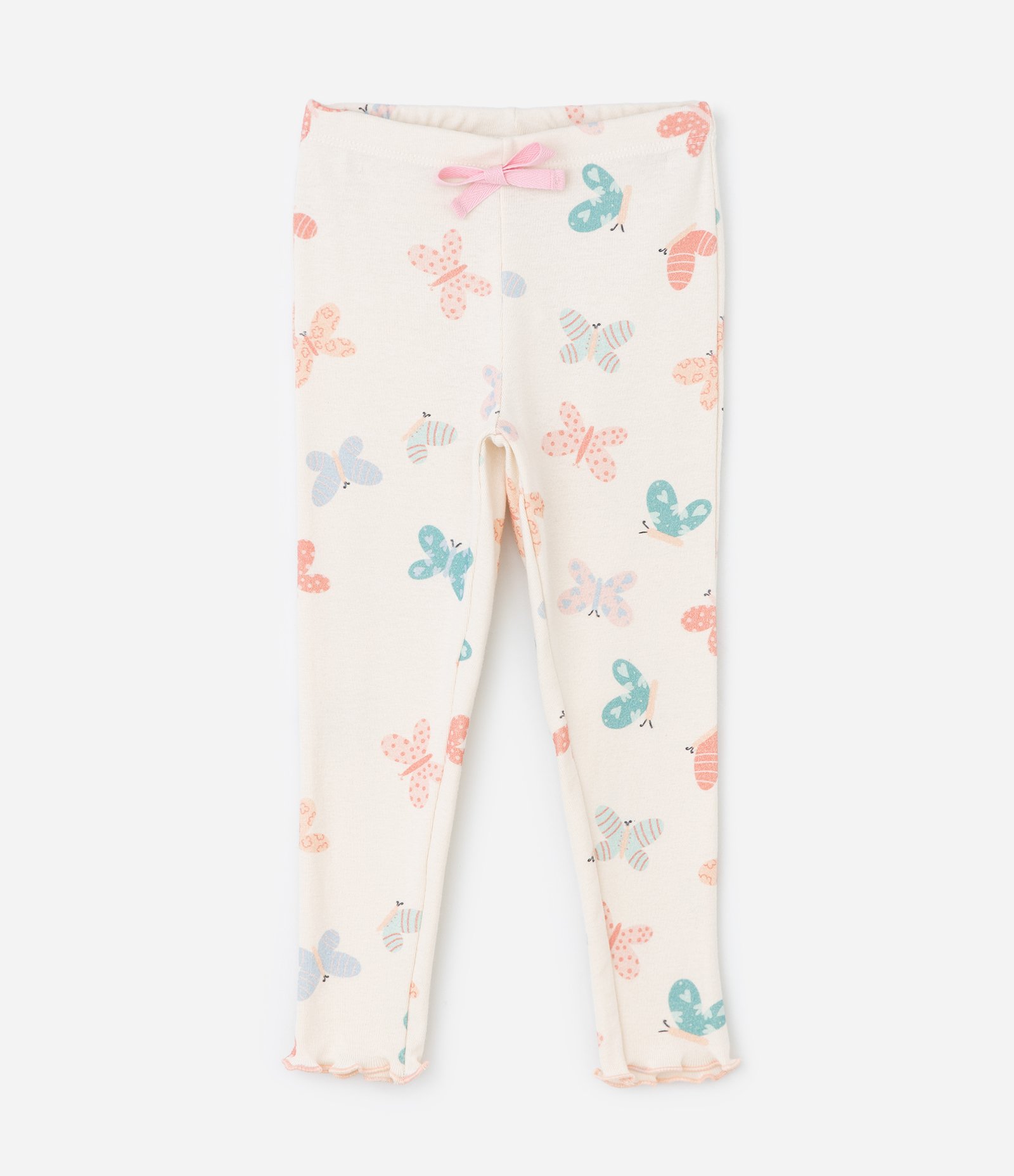 Pijama Infantil em Ribana com Estampa de Borboletas – Tam 1 a 6 Anos Off White 5