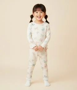 Pijama Infantil em Ribana com Estampa de Borboletas – Tam 1 a 6 Anos