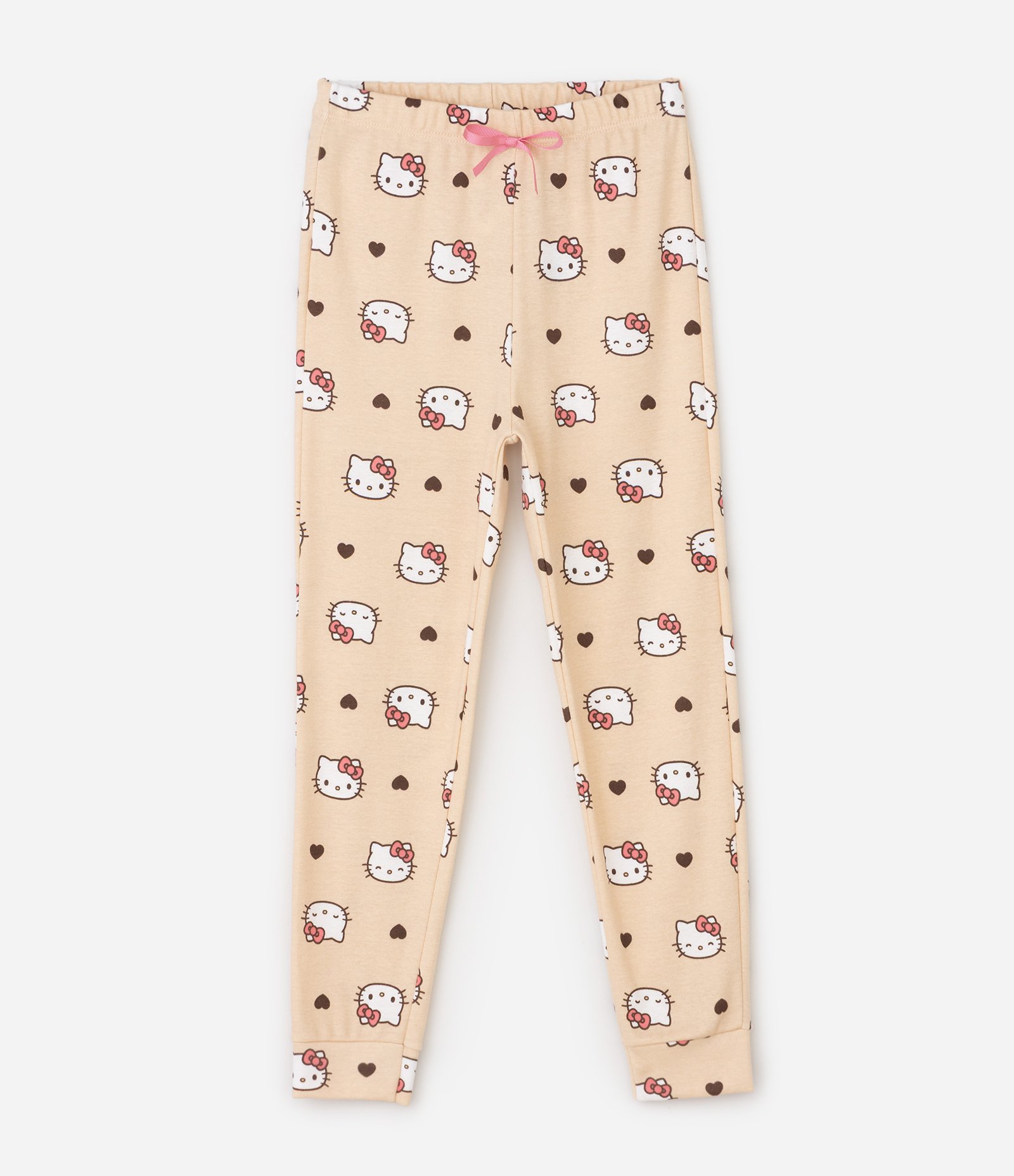 Pijama Longo Infantil Hello Kitty com Estampa - Tam 5 a 14 Anos Bege 5