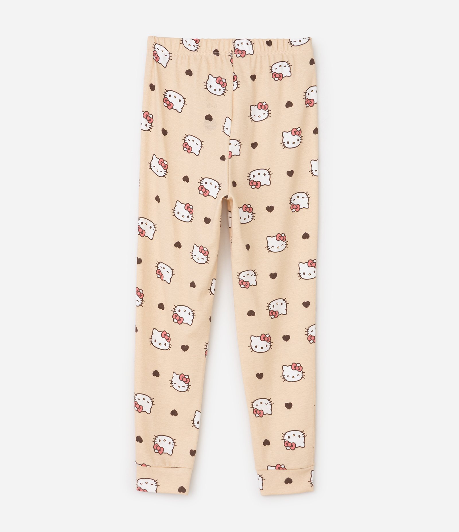 Pijama Longo Infantil Hello Kitty com Estampa - Tam 5 a 14 Anos Bege 6