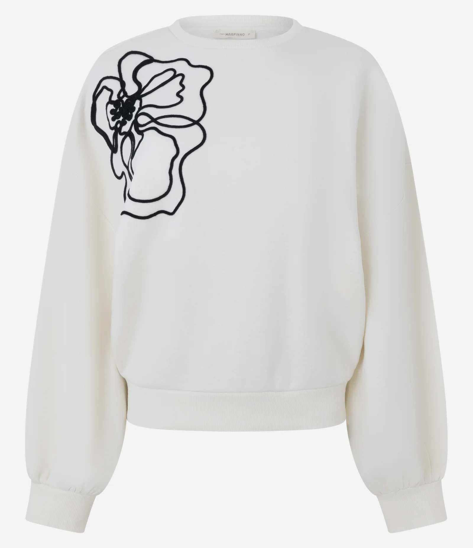 Blusão Moletom Sem Felpa com Bordado de Flor Branco 5