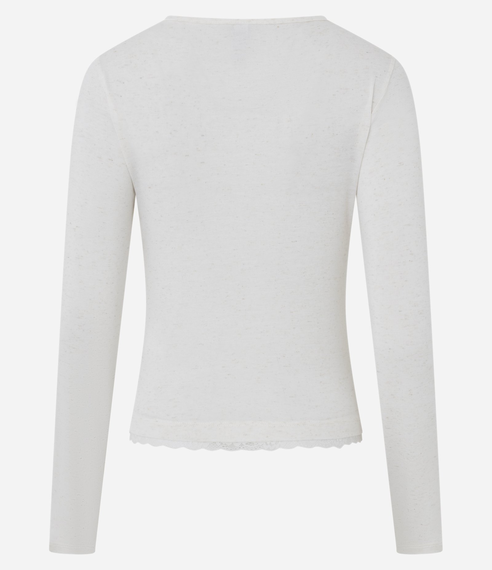 Blusa Manga Longa em Malha Texturizada com Renda Aplicada Branco 5