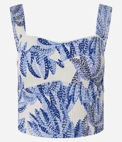 Blusa Cropped em Viscose com Textura Bicolor