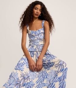 Blusa Cropped em Viscose com Textura Bicolor