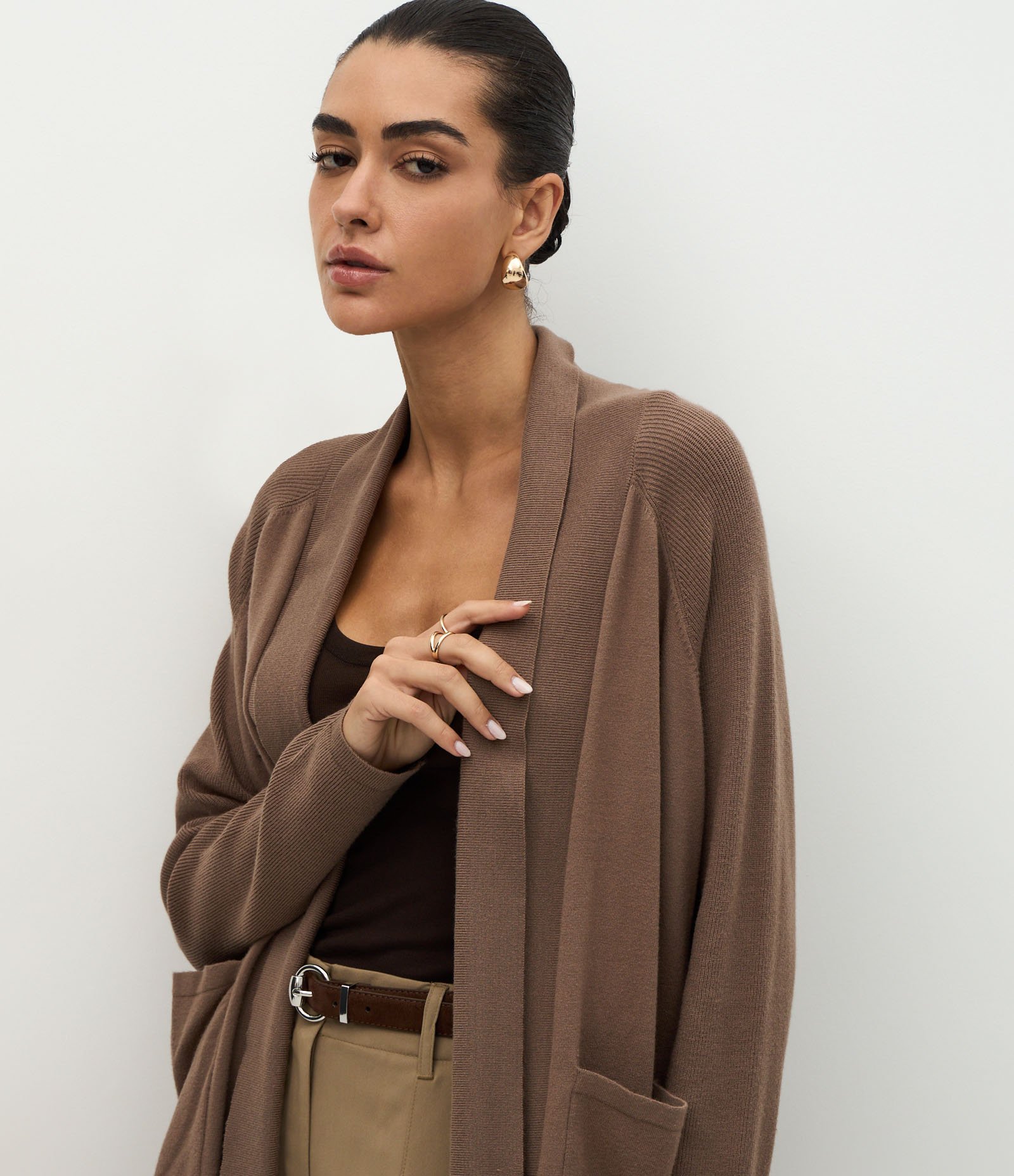 Cardigan Alongado em Tricô Bege 4