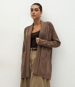 Cardigan Alongado em Tricô