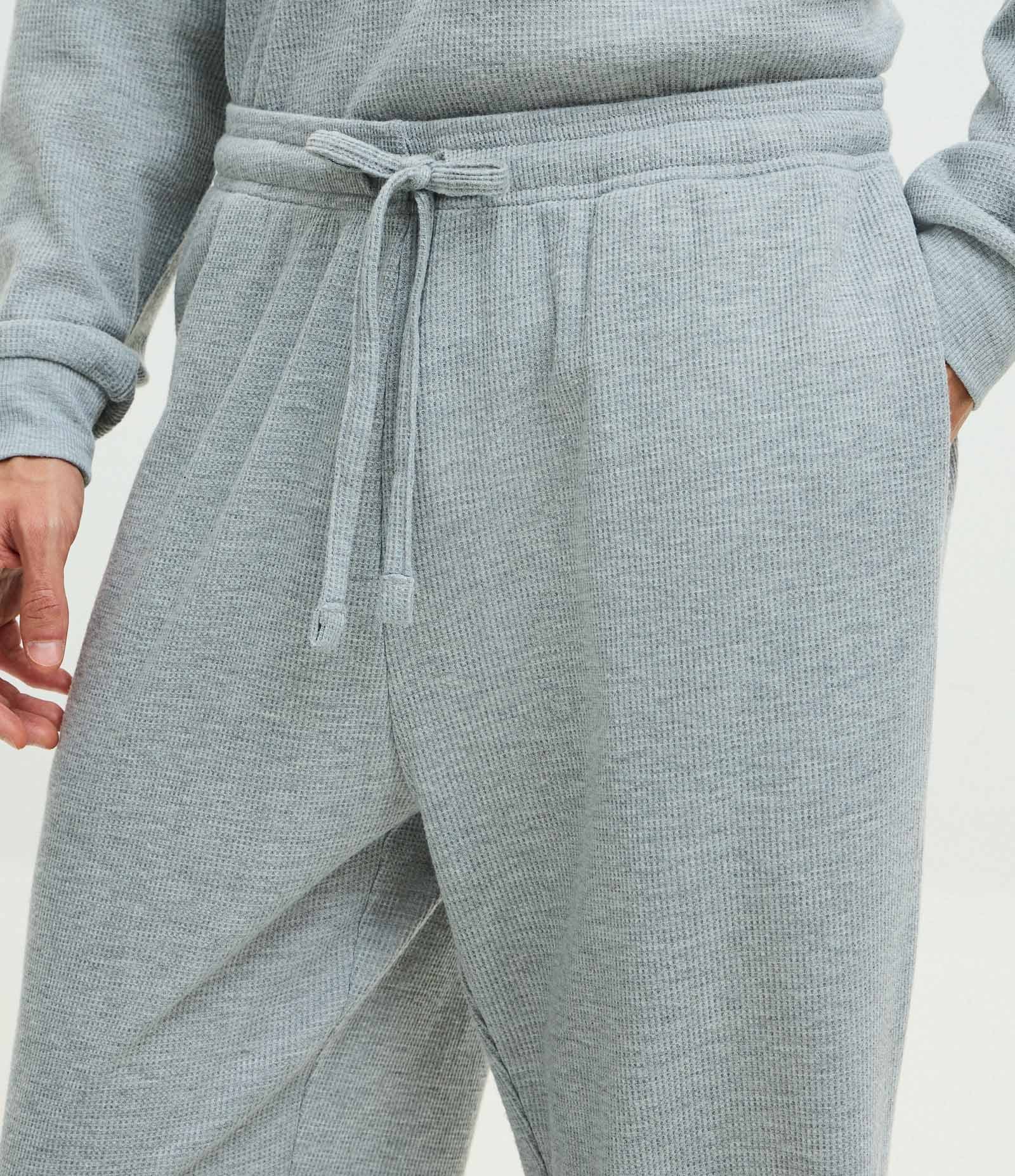 Pijama Longo com Textura Waffle Cinza 4