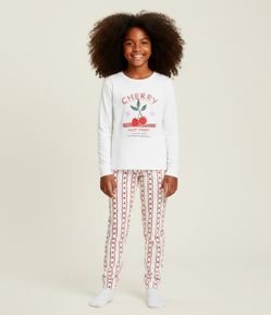 Pijama Infantil com Estampa Cereja e Corações – Tam 5 a 14 Anos