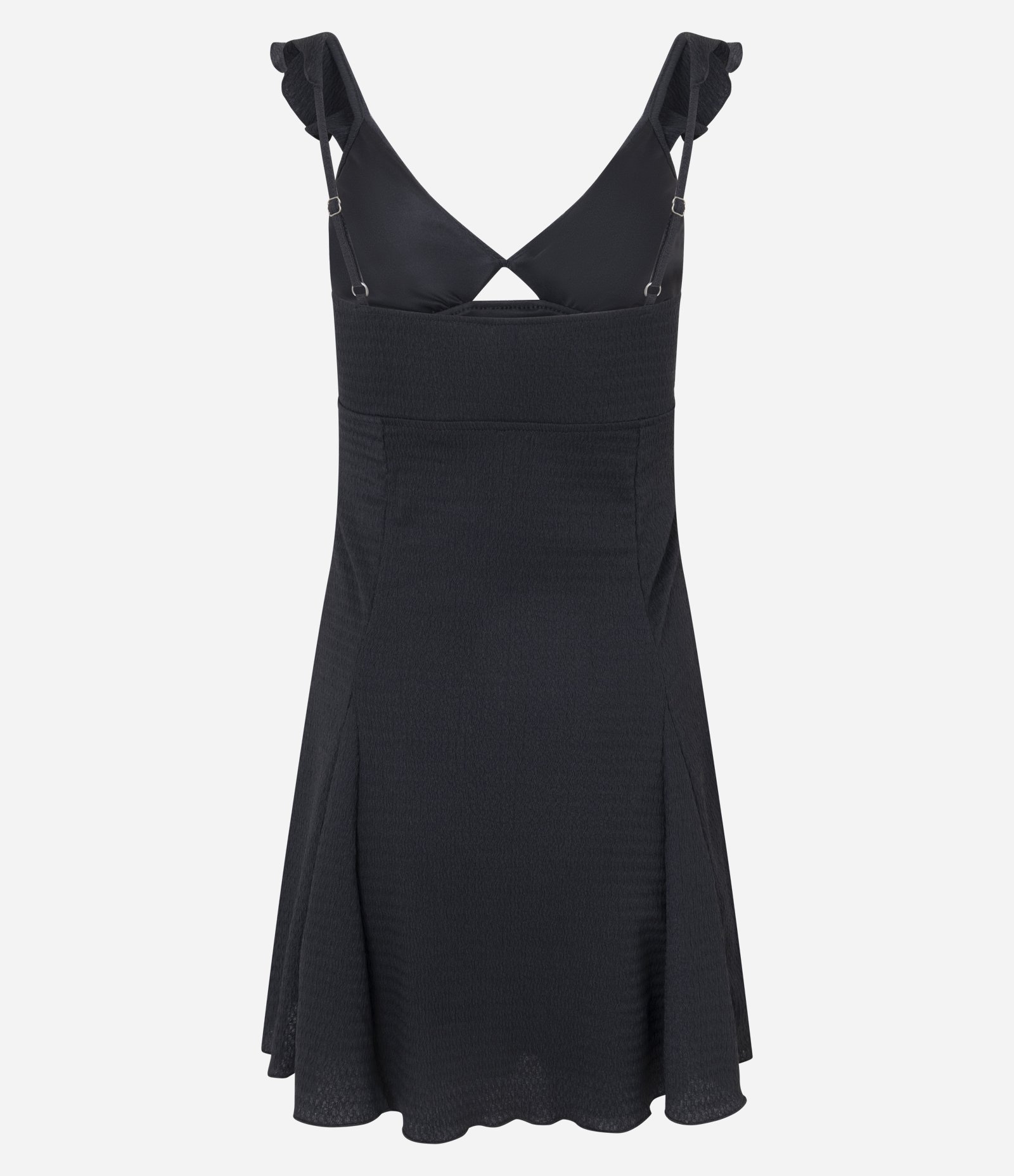 Vestido Evasê Curto com Nesgas na Saia e Texturizado Preto 3