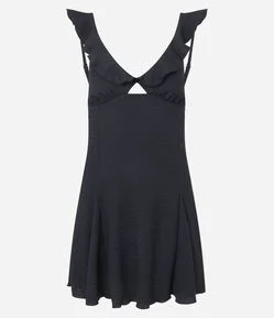 Vestido Evasê Curto com Nesgas na Saia e Texturizado