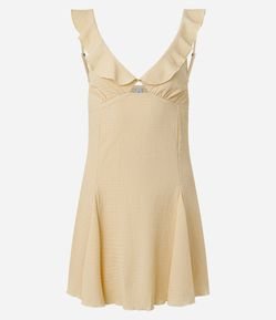 Vestido Evasê Curto com Nesgas na Saia e Texturizado