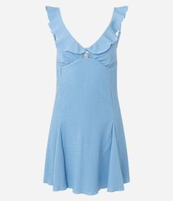 Vestido Evasê Curto com Nesgas na Saia e Texturizado