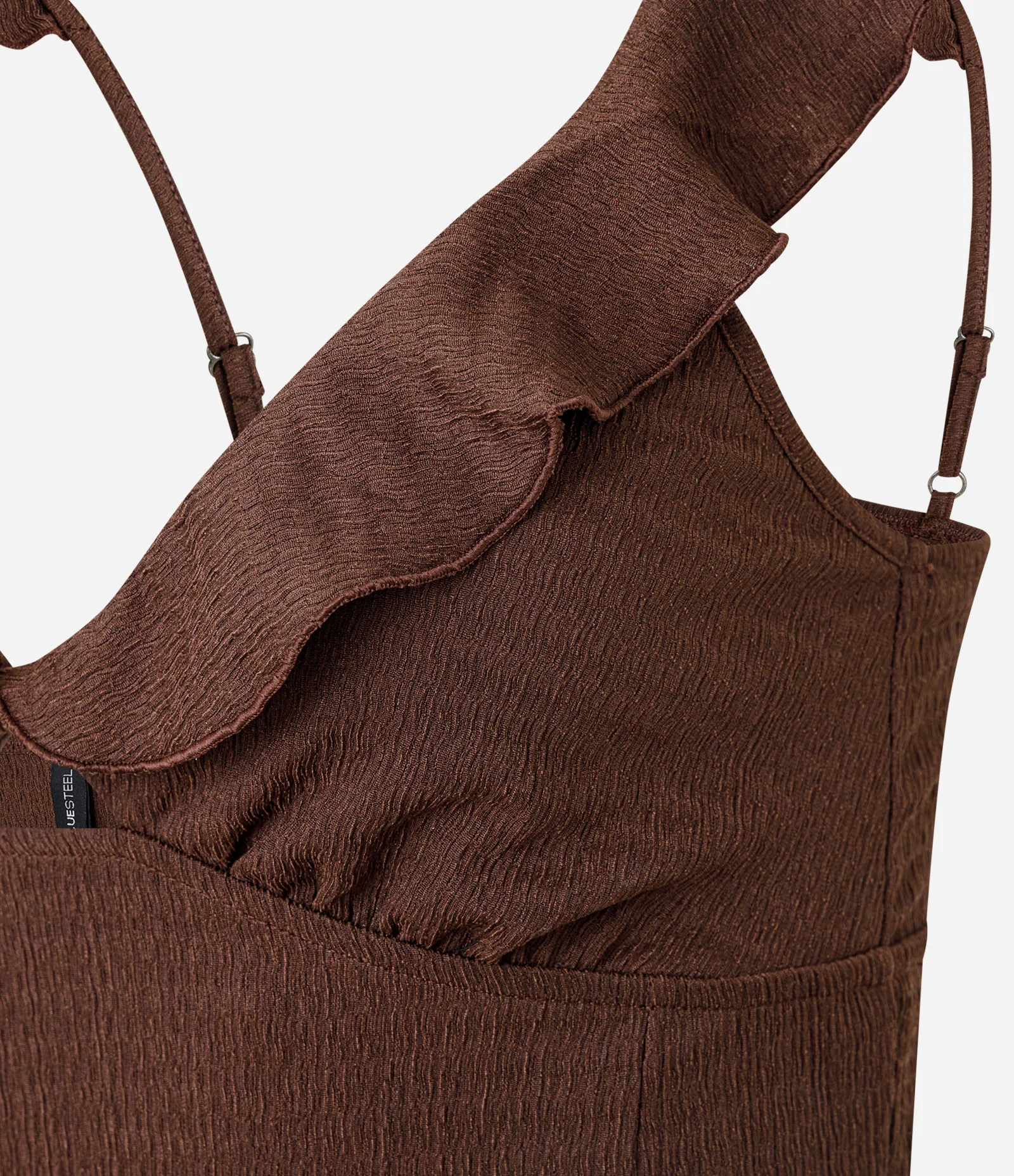 Vestido Evasê Curto com Nesgas na Saia e Texturizado Marrom 6