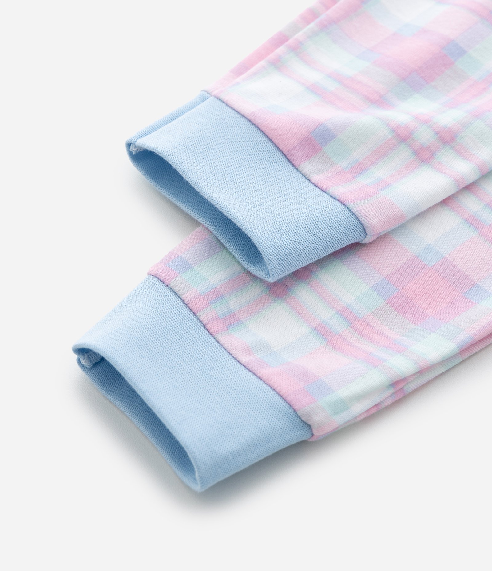 Pijama Infantil Longo Estampa Xadrez e Stitch - Tam 5 a 14 Anos Azul/Rosa 8