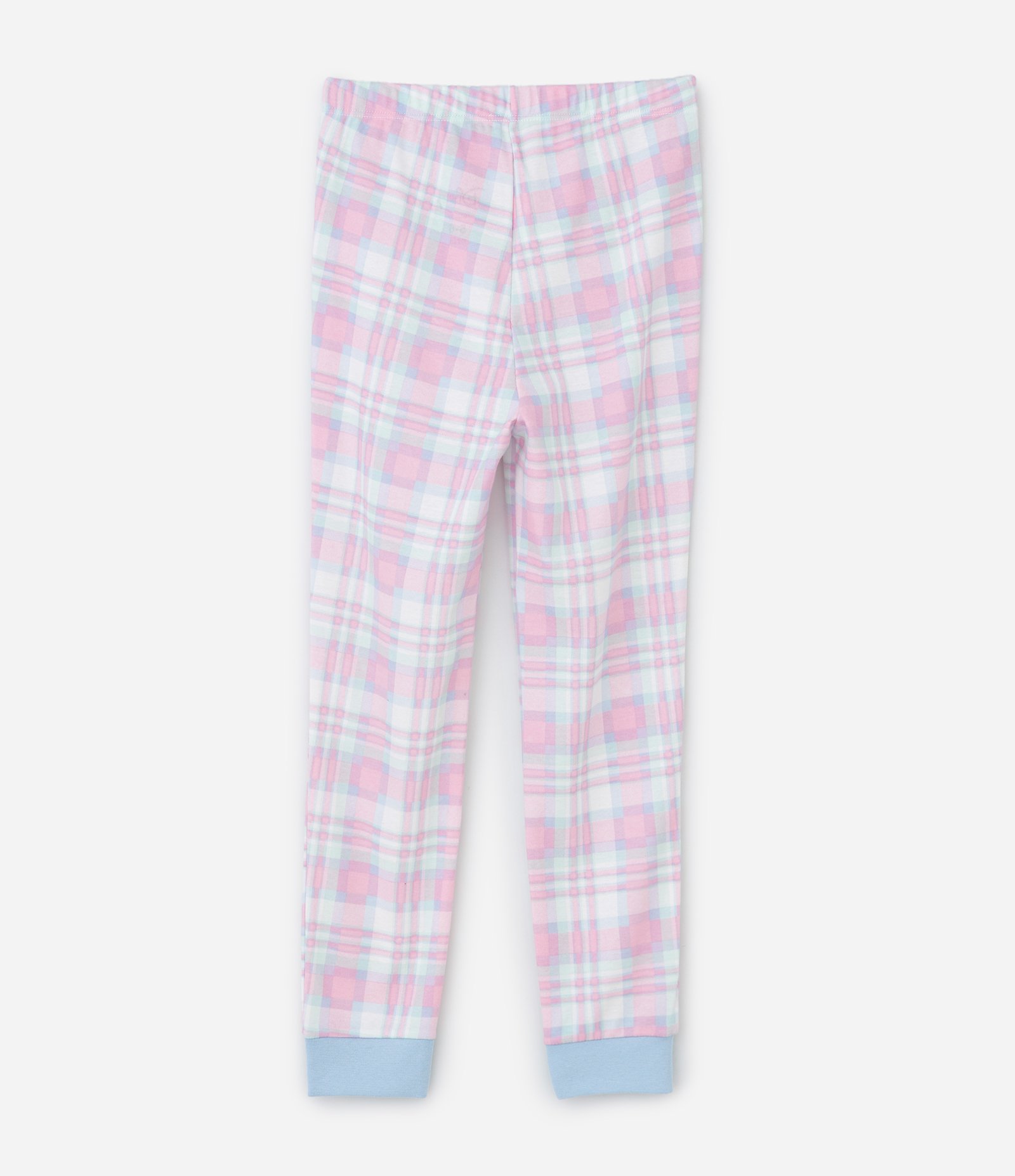 Pijama Infantil Longo Estampa Xadrez e Stitch - Tam 5 a 14 Anos Azul/Rosa 5