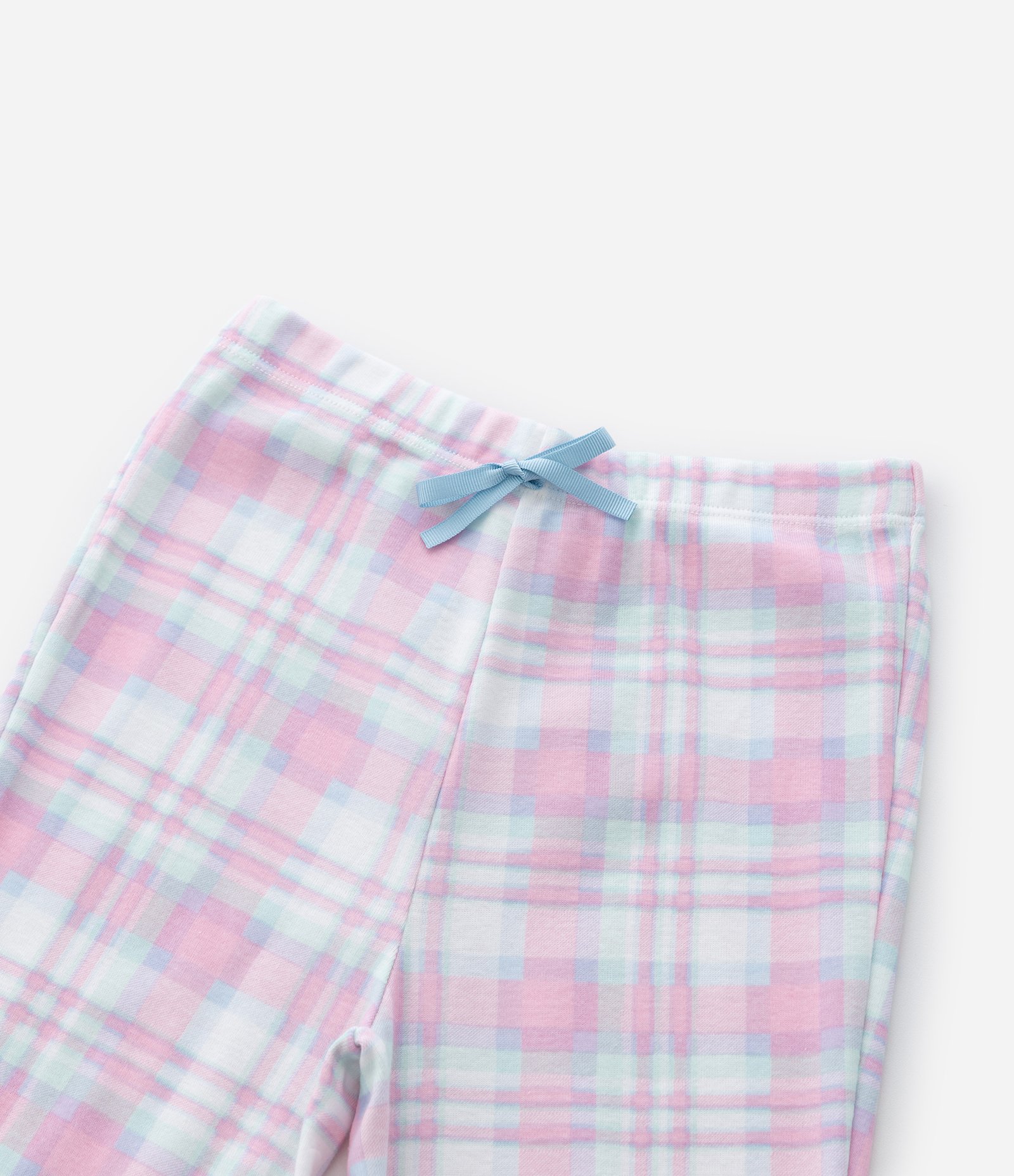 Pijama Infantil Longo Estampa Xadrez e Stitch - Tam 5 a 14 Anos Azul/Rosa 6