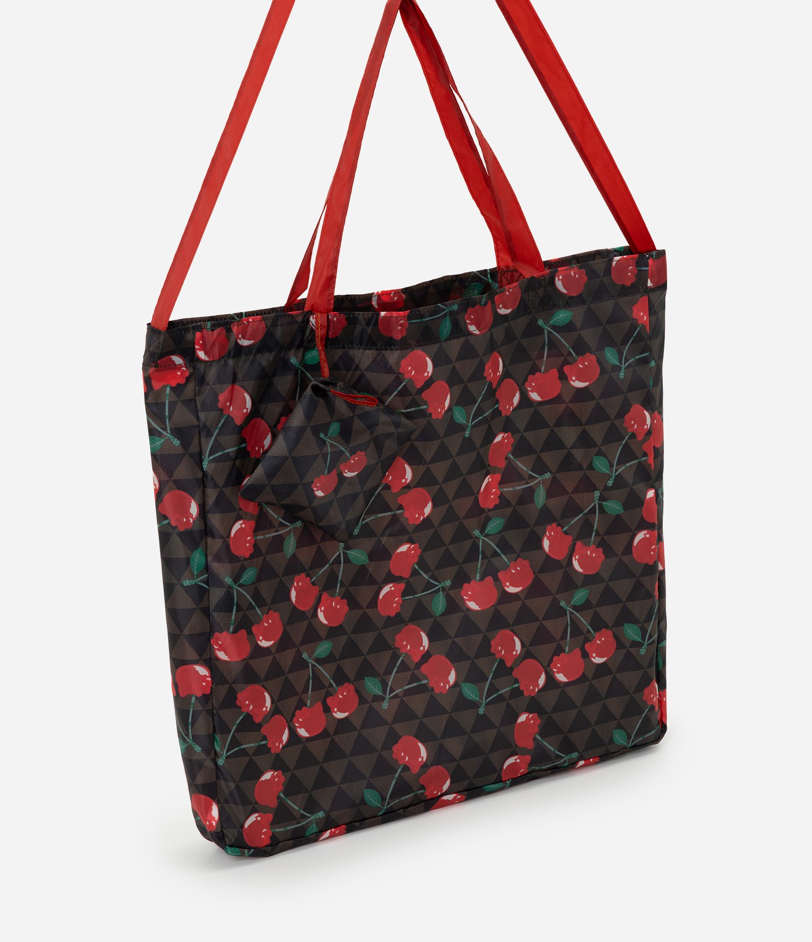 Sacola Estampada com Cerejas em Formato Hello Kitty Marrom 1