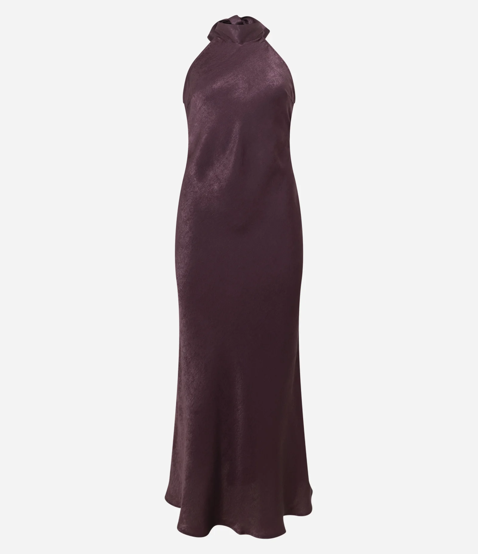 Vestido Midi em Cetim Frente Única com Amarração nas Costas Vinho 5