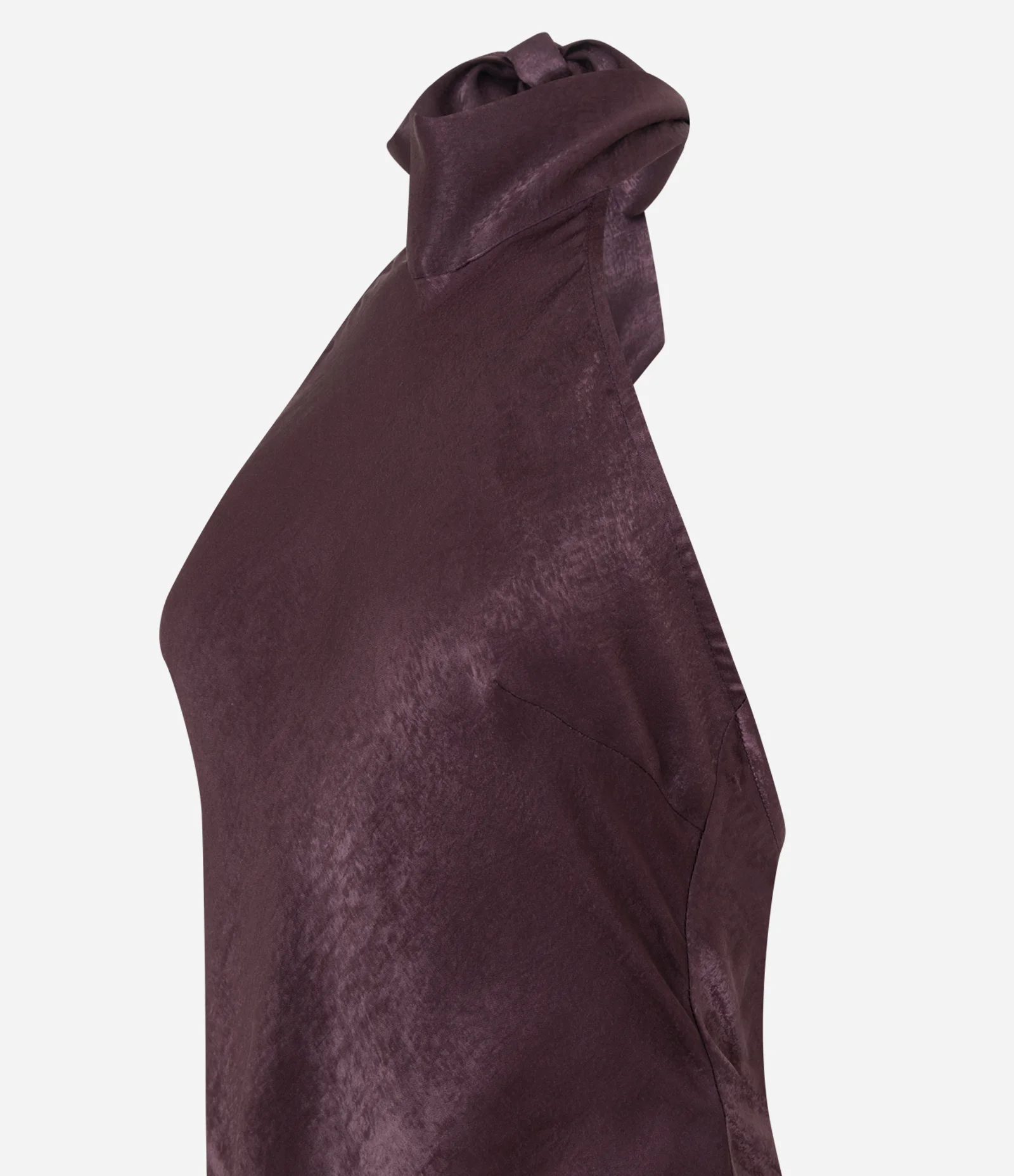 Vestido Midi em Cetim Frente Única com Amarração nas Costas Vinho 6