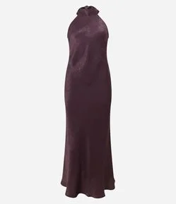 Vestido Midi em Cetim Frente Única com Amarração nas Costas