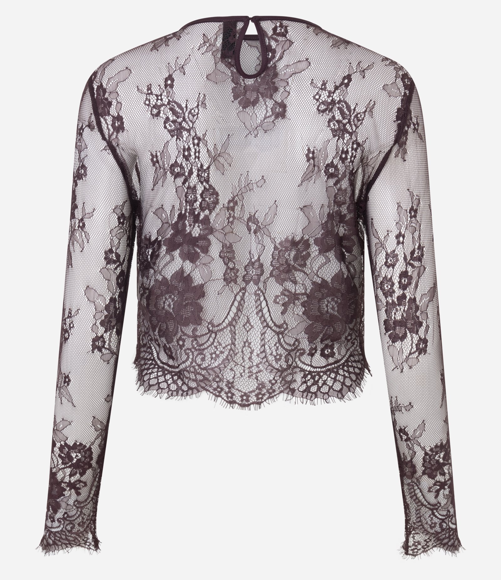 Blusa Gola Alta com Desenhos de Flores em Renda Bordô 7