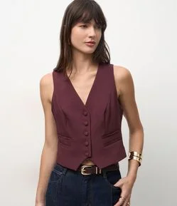 Colete Alfaiatado com Botões Forrados