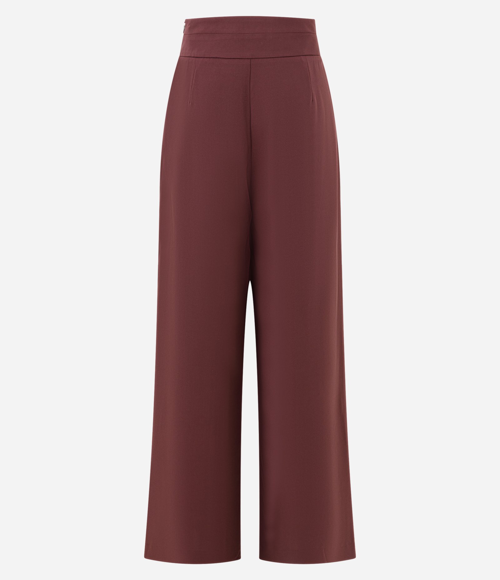 Calça Pantalona Alfaiatada com Cós Liso e Pregas Vinho 2