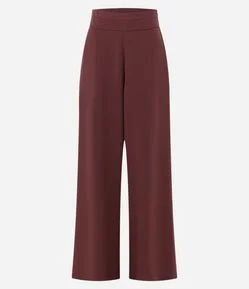 Calça Pantalona Alfaiatada com Cós Liso e Pregas