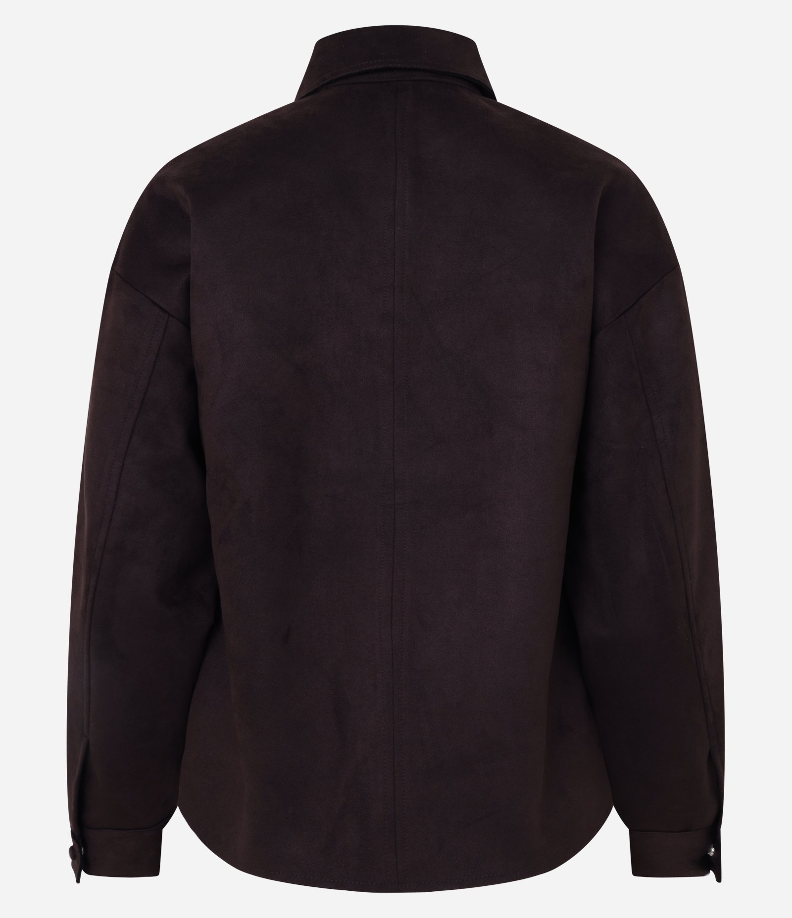 Camisa Manga Longa em Suede com Botões Cobertos Marrom 3