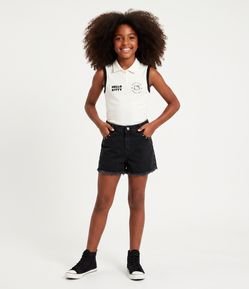 Regata Infantil com Gola Polo e Estampa Hello Kitty – Tam 7 a 16 Anos