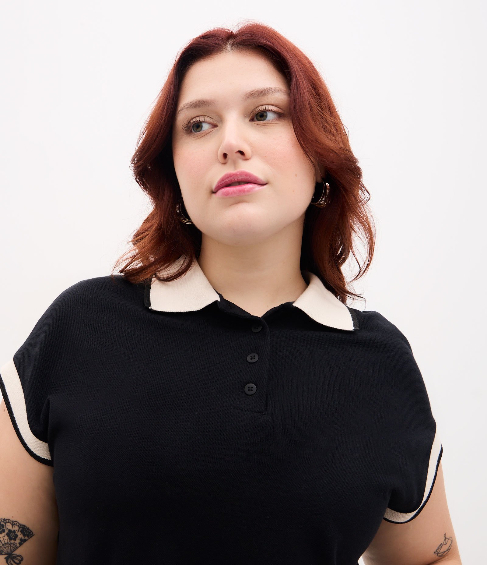 Blusa Boxy em Malha Piquet com Gola Polo Curve & Plus Size Preto 3