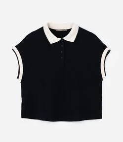 Blusa Boxy em Malha Piquet com Gola Polo Curve & Plus Size