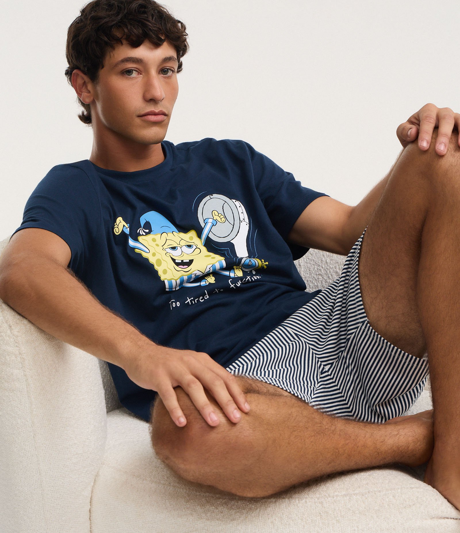 Pijama Curto em Algodão com Estampa Bob Esponja Azul 4