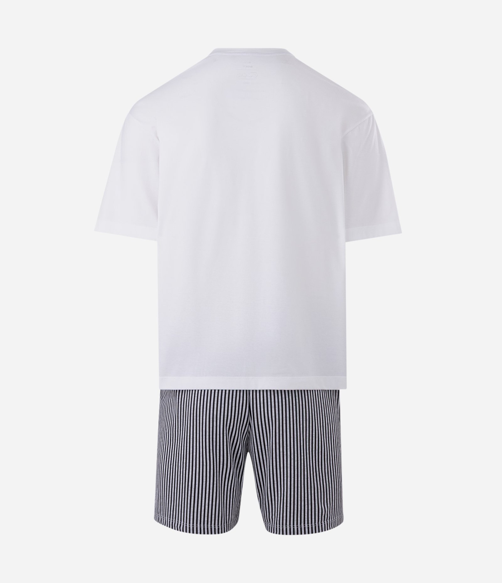 Pijama Curto em Algodão com Camiseta Estampada Garfield e Shorts Listrado Branco 6