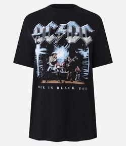 Camiseta em Algodão com Estampa da Banda AC/DC