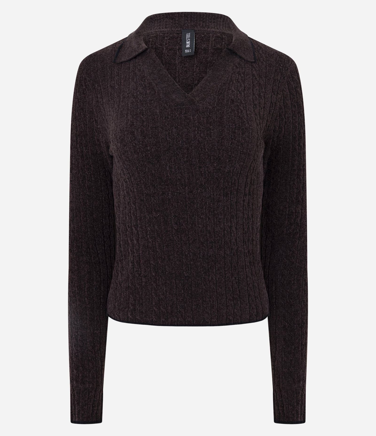 Blusa Texturizada em Tricô Com Gola Polo Preto 5