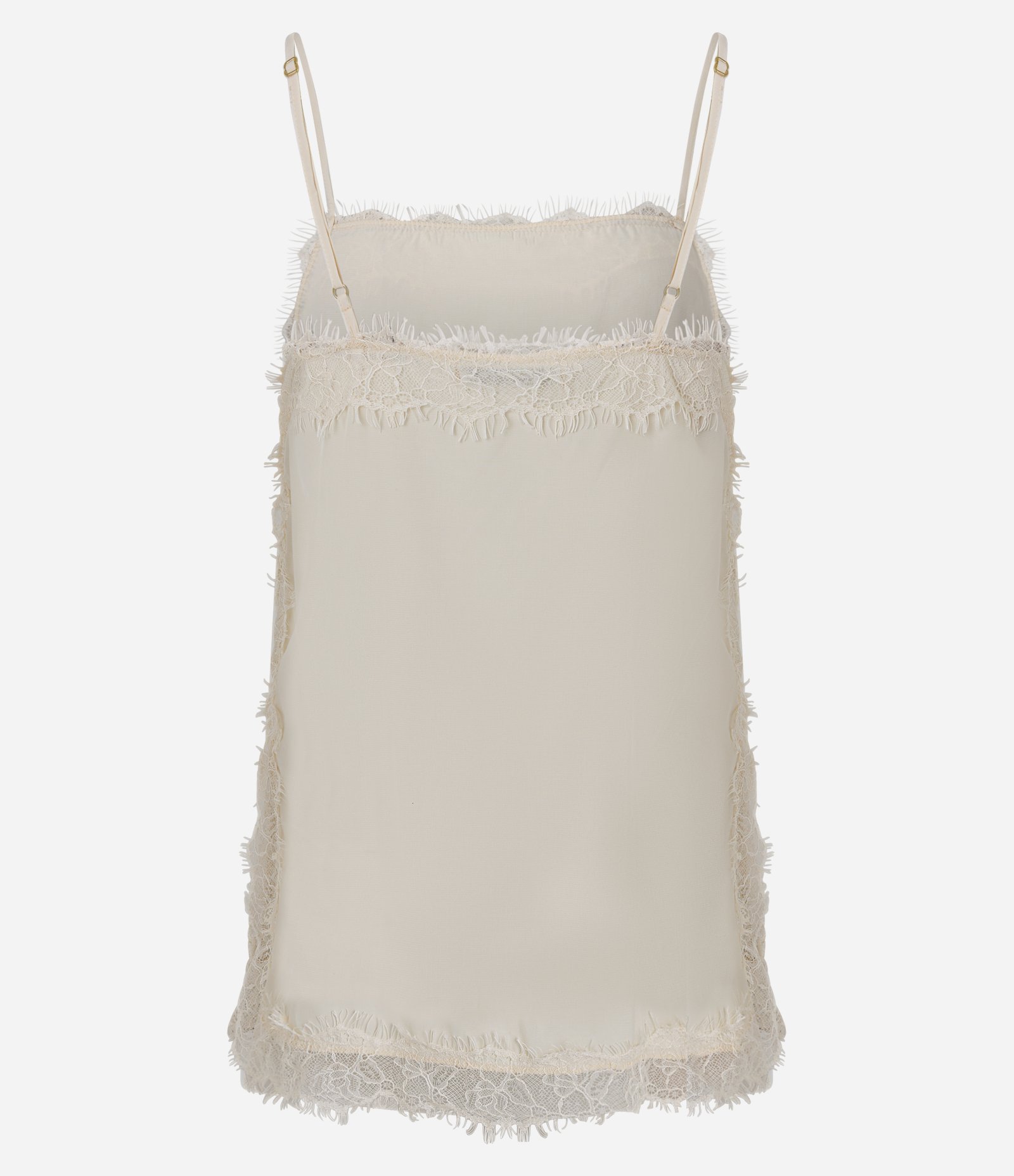 Blusa de Alça em em Viscose com Renda Desfiada Bege 3