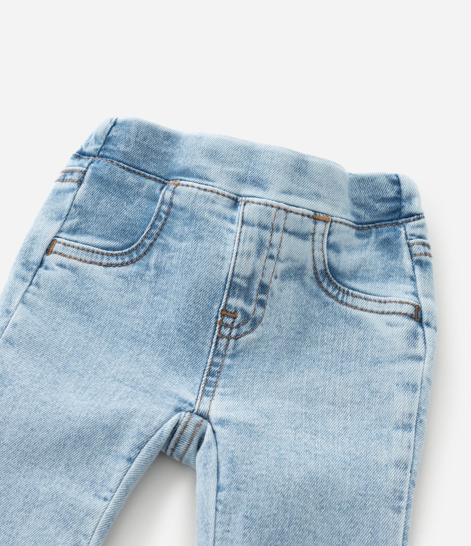 Calça Infantil em Jeans Flare com Lacinho na Barra – Tam 3 a 18 Meses Azul Claro 5