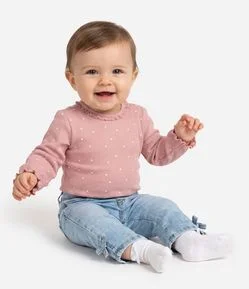 Calça Bebê em Jeans Flare com Lacinho na Barra – Tam 3 a 18 Meses