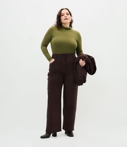 Calça Reta em Suede com 5 Bolsos Curve & Plus Size