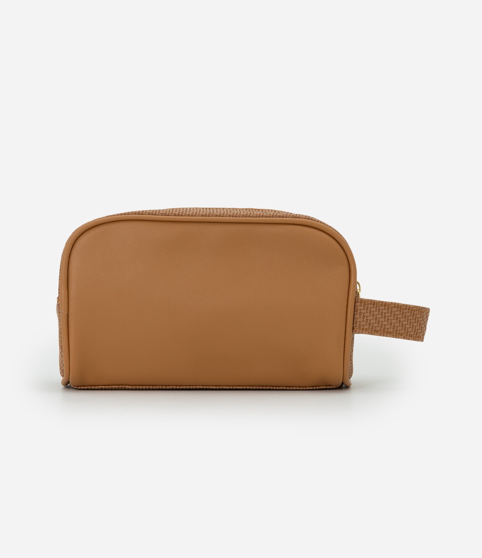 Nécessaire Média Retangular em PU com Faixa Texturizada Bege 3