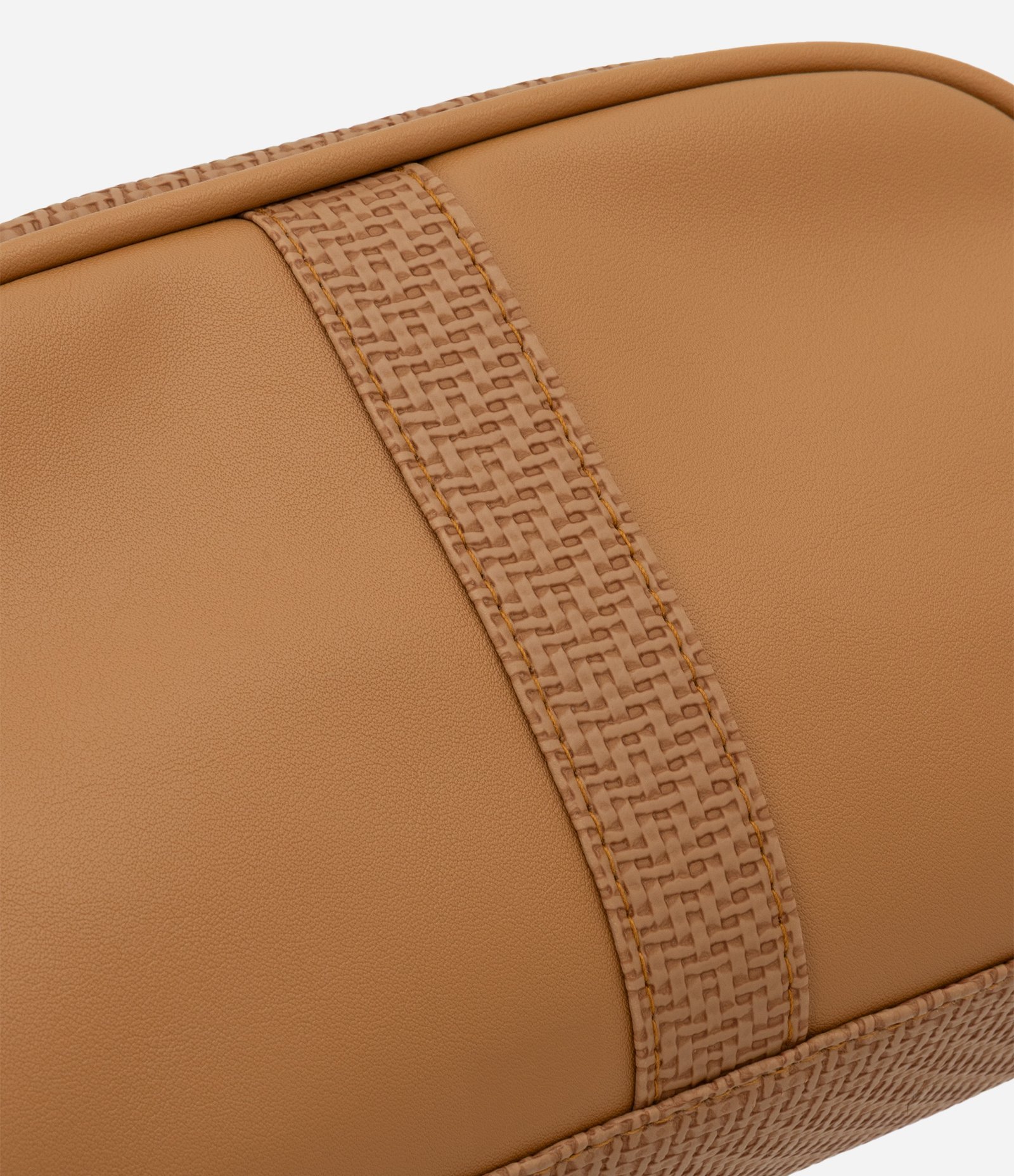 Nécessaire Média Retangular em PU com Faixa Texturizada Bege 4