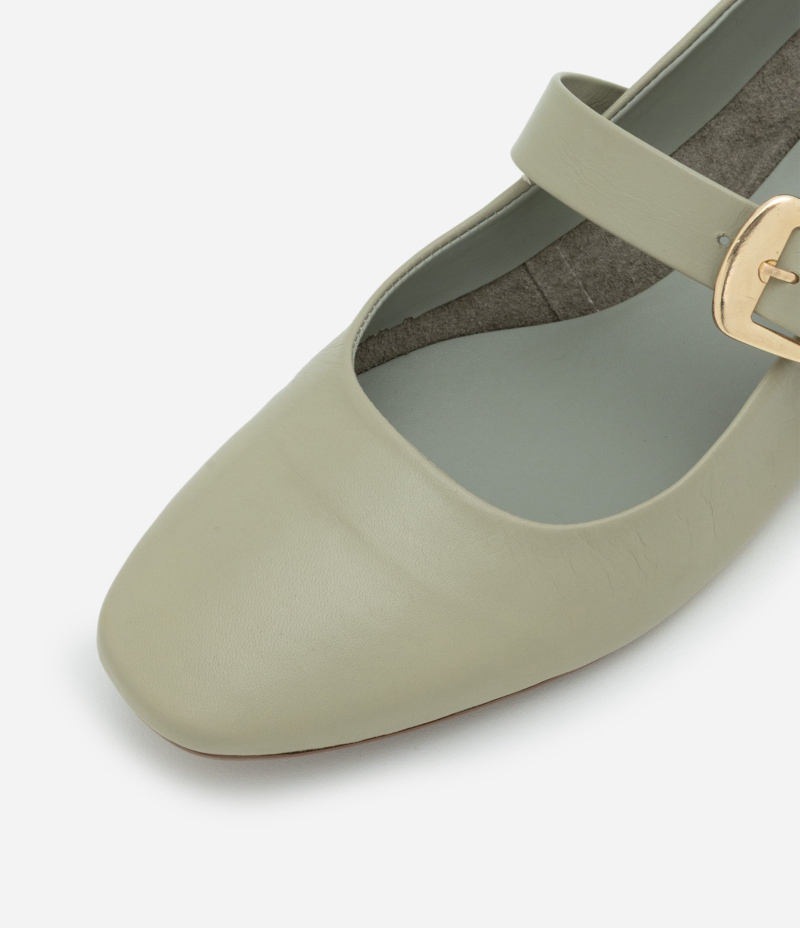 Sapatilha Couro com Fivela Quadrada Verde 3