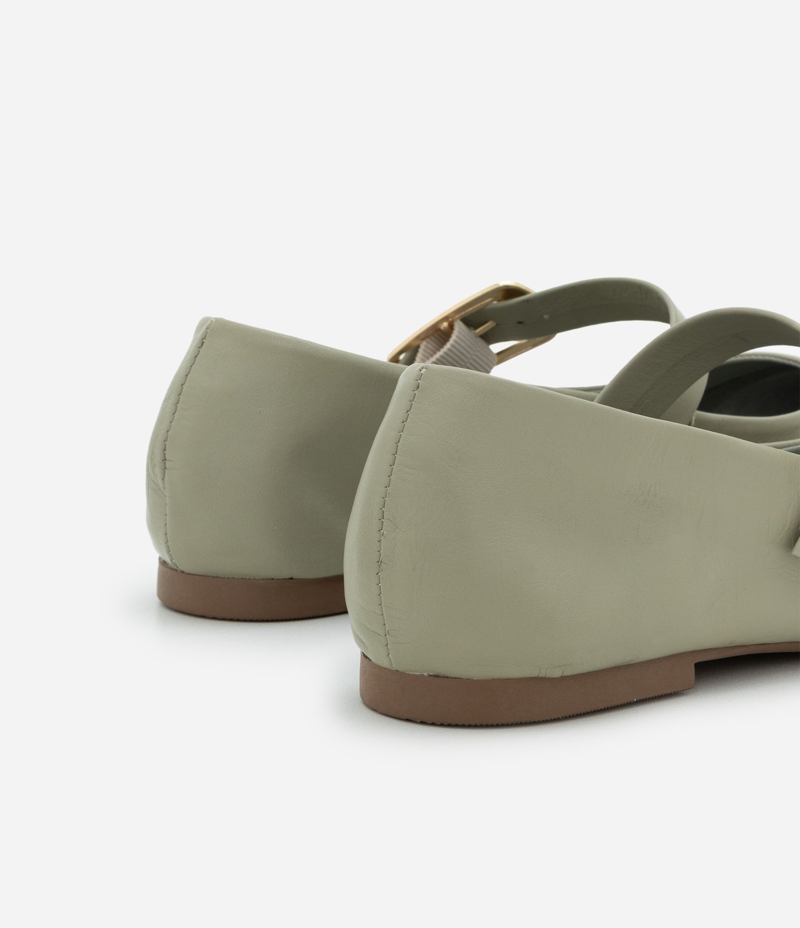 Sapatilha Couro com Fivela Quadrada Verde 6